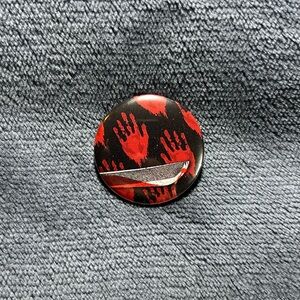 Machete with Bloody Handprints - 1 Button (Handmade)